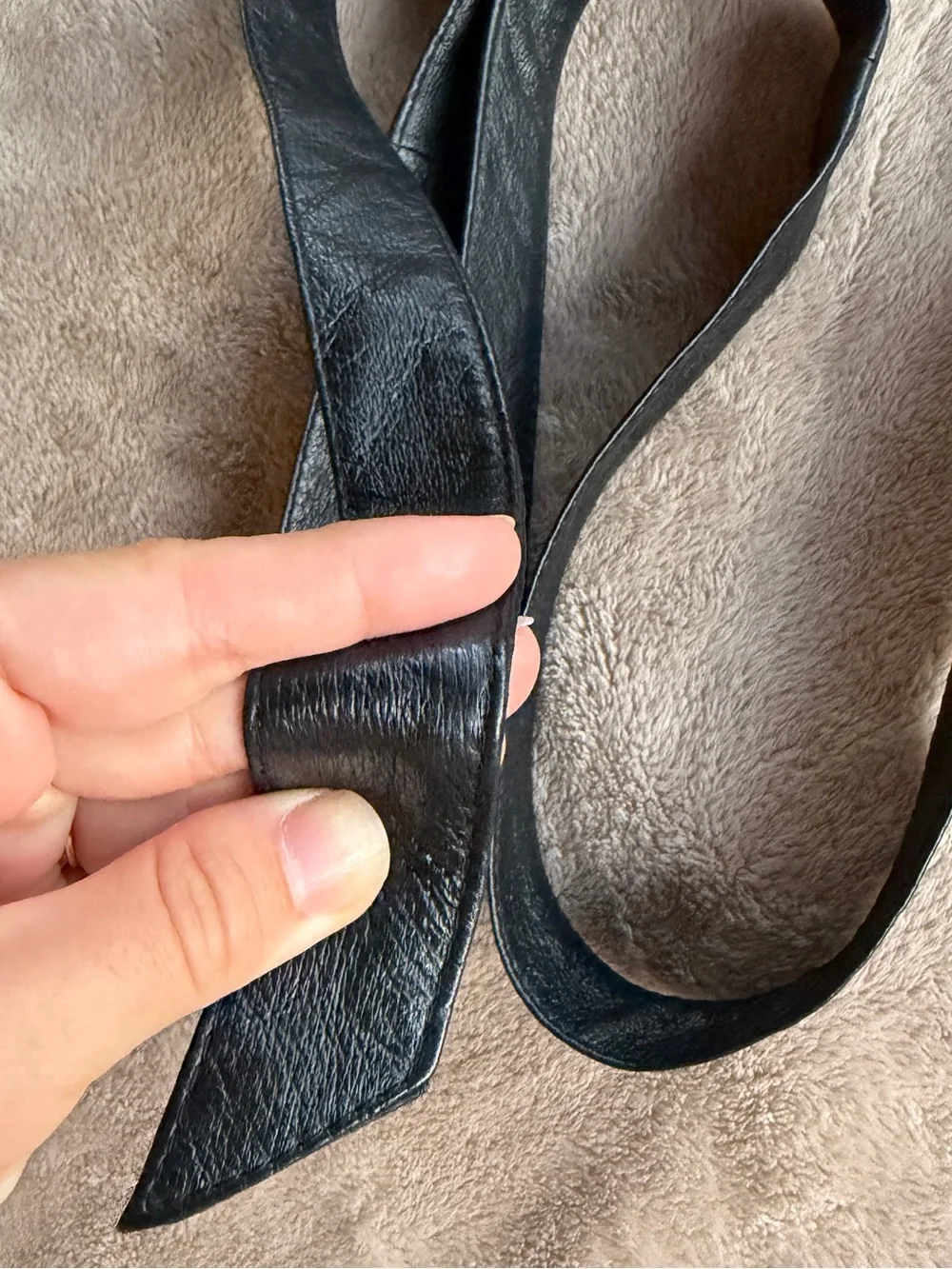 Black Leather tie belt